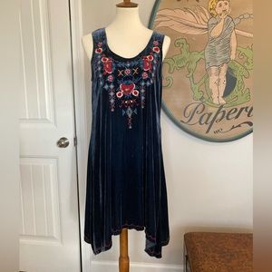 Blue velvet dress by Johnny Was